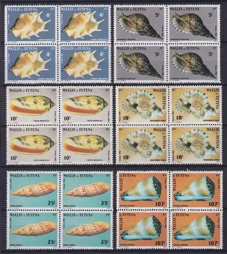 Wallis & Futuna 501-506 postfrisch als 4er Blöcke, Meeresschnecken #OD750