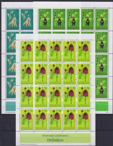 Liechtenstein 1301-1303 postfrisch als Kleinbögen, Orchideen #OD756