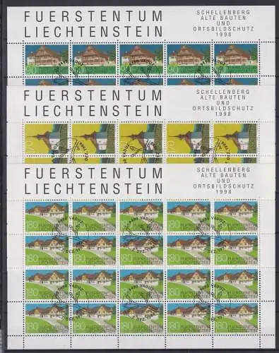 Liechtenstein 1186-1188 gestempelt mit ESST als Kleinbögen, Schellenberg #OD759