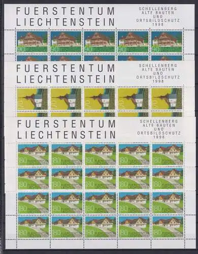 Liechtenstein 1186-1188 postfrisch als Kleinbögen, Schellenberg #OD760