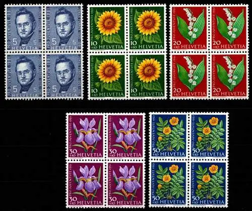 Schweiz 742-746 postfrisch als 4er Blöcke, Pro Juventute #OD421