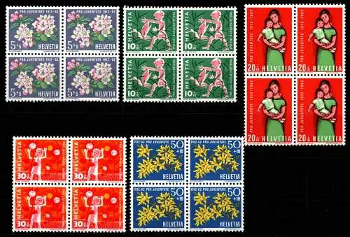Schweiz 758-762 postfrisch als 4er Blöcke, Pro Juventute #OD420