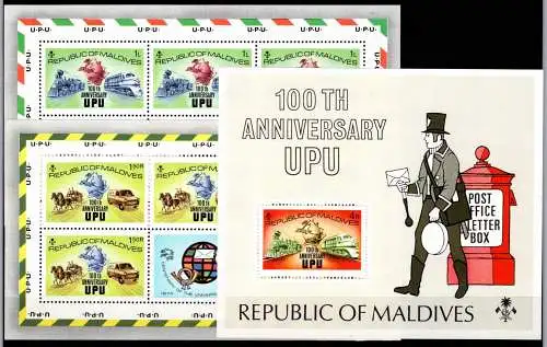 Malediven Block 25 A + 514-517 C postfrisch als Kleinbögen, U.P.U. #OD456