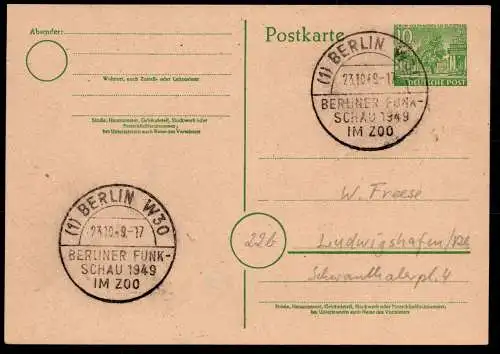 Berlin Ganzsache 5 a gestempelt mit SST Berliner Funkschau #OD535