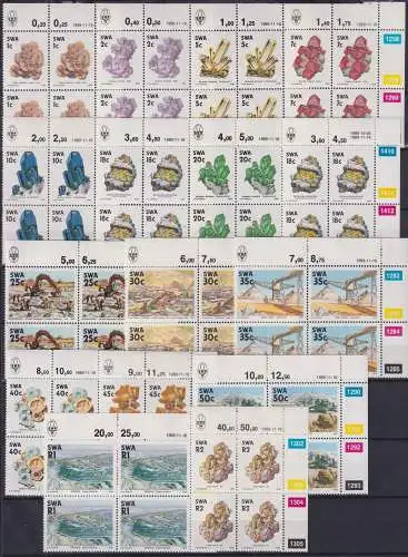 Südwestafrika 649-653 postfrisch als 4er Blöcke incl. 654 I + II #OD578