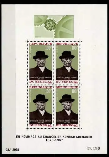 Senegal Block 4 postfrisch K. Adenauer #OD240