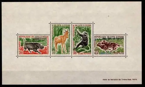 Elfenbeinküste Block 2 postfrisch Wildtiere #OD256