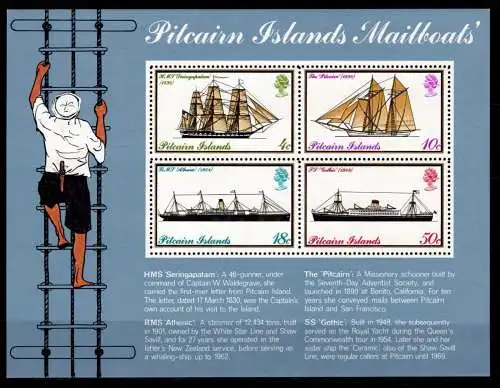 Pitcairn Inseln Block 2 postfrisch Segelschiffe #OD321