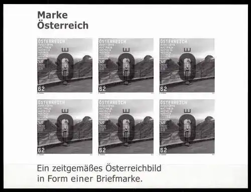 Österreich 2962 postfrisch als Schwarzdruck-Kleinbogen #OD368