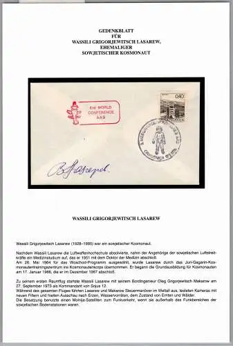 Sowjetunion Kosmonauten Autogrammbrief W. G. Lasarew #OD392