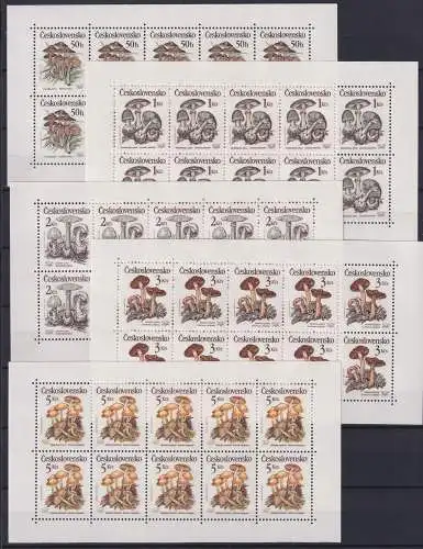 Tschechoslowakei 3017-3021 postfrisch als Kleinbögen, Pilze #OD394