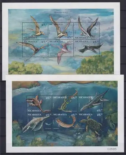 Nicaragua 3985-3996 postfrisch als ZD-Bögen, Dinosaurier #OD404