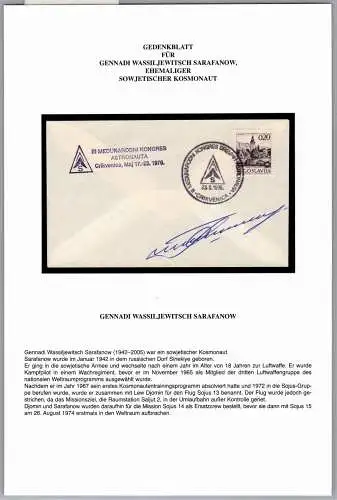 Sowjetunion Kosmonauten Autogrammbrief G. W. Sarafanow #OD393