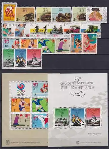 Macau Jahrgang 1988 postfrisch ohne Block 8 #OD196