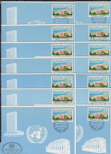 UNO Genf "Blaue Karten" Jahrgang 1975 kpl. gestempelt #OD129