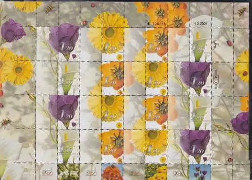 Israel 1616-1619 postfrisch als ZD-Bogen, Schnittblumen #OD325