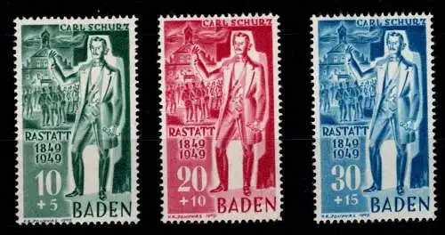 Französische Zone Baden 50-52 postfrisch #OK468