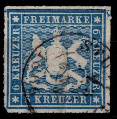 Württemberg 32 gestempelt leichte Mängel im Eckzahndurchstich #OK569