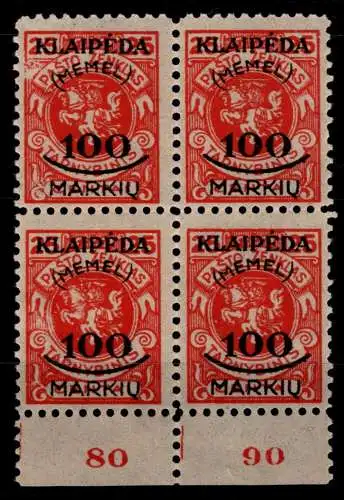 Memel 127 postfrisch als 4er Block mittig gefaltet #OK609