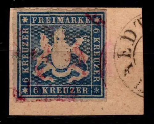 Württemberg 35 gestempelt Marke gehört nicht aufs Briefstück #OK568