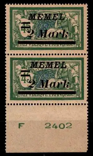 Memel 88 V postfrisch im Unterrand angetrennt #OK631