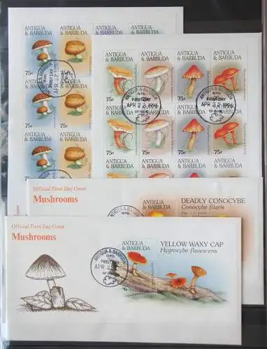 Antigua und Barbuda 2324-2331, Block 338f. gestempelt ZD-Bogen / als FDC #GG488