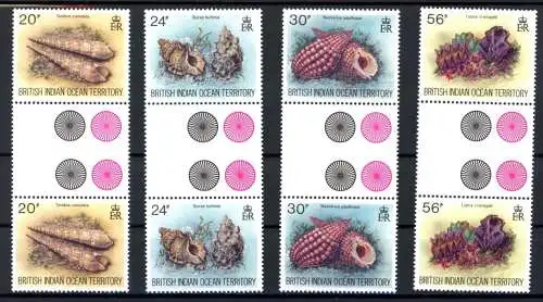 Brit. Terr. Ind. Ozean 179-182 mit ZS senkrecht postfrisch Muscheln #JQ887