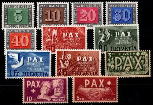 Schweiz 447-459 mit Falz PAX-Satz #ON609