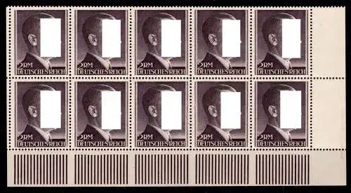 Deutsches Reich 800 B postfrisch im 10er Block vom Eckrand #ON680