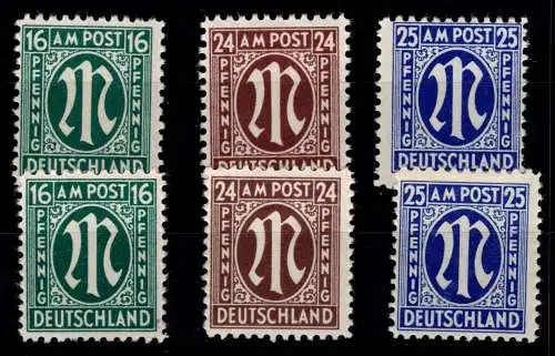Alliierte Besetzung Bizone 25,27,28 A z und B z, postfrisch LOT #ON756