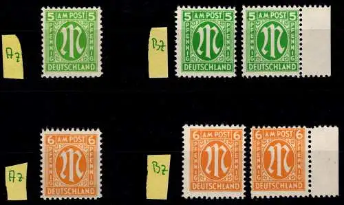 Alliierte Besetzung Bizone 19 A z, B z, 20 A z, B z postfrisch LOT #ON760