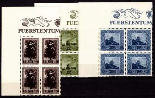 Liechtenstein 326-328 postfrisch im 4er Eckrand oben links #ON734