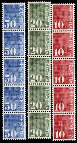 Schweiz 933-935 mit Nr. postfrisch Fünferstreifen Rolle #ON736