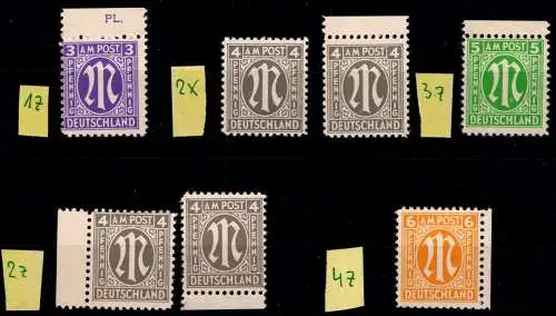 Alliierte Besetzung Bizone 2 x, 2 z, 3 z, 4 z postfrisch LOT #ON752