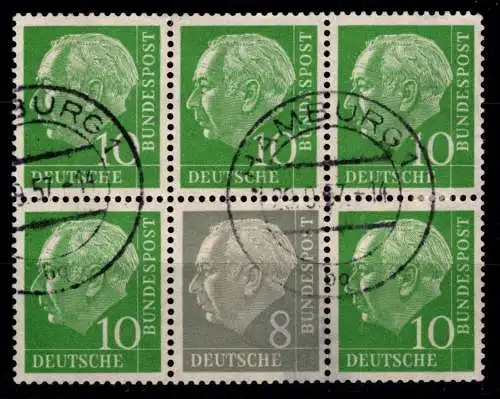 BRD Bund 182+183 im 6er Block aus H- Bl. 7 gestempelt Zsdr. W 16 od. S 45 #ON785