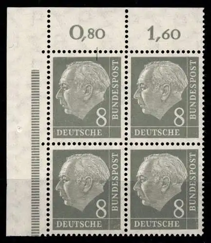 BRD Bund 182 x W w OR postfrisch im 4er Block Eckrand #ON787