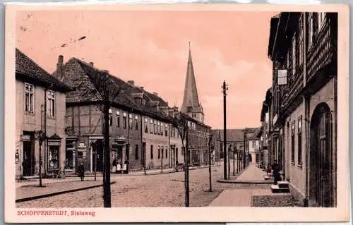 Ak Schöppenstedt Steinweg mit Geschäften 1914 #ON804