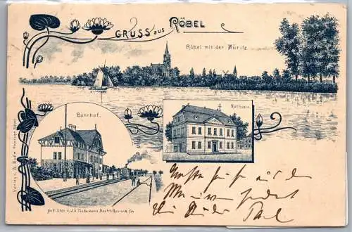 Ak Litho Röbel Müritz, Bahnhof, Rathaus 1902 #ON800