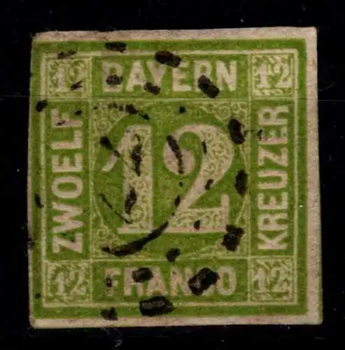 Bayern 12 gestempelt links Lupenschnitt sonst breitrandig #NS998