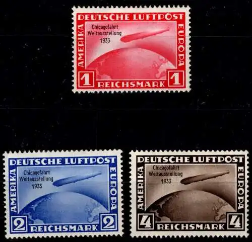 Deutsches Reich 496-498 mit Falz Chicagofahrt 1933 #NS990