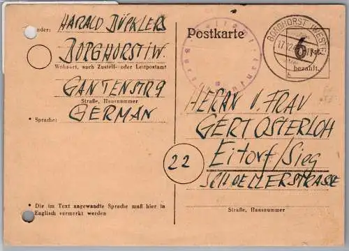 Alliierte Besetzung P 673 Behelfsausgabe als Ganzsache Britische Zone #ON819