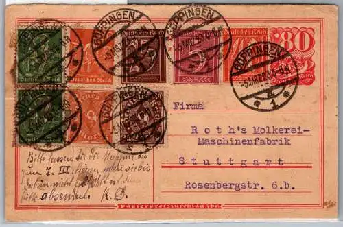Deutsches Reich P 145 A als Ganzsache mit Zusatzfrankatur #ON826