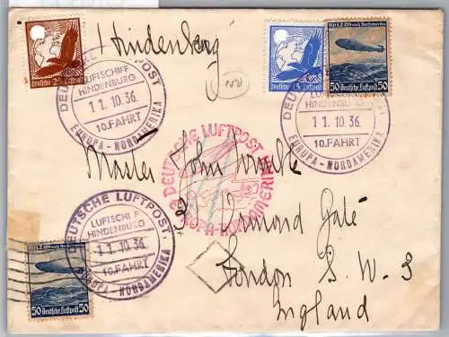 Deutsches Reich LZ 129 Nordamerikafahrt auf Brief 10. Fahrt #ON835