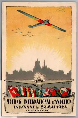 Schweiz 181 auf Ausstellungskarte Flugtag Lausanne 1924 #ON839