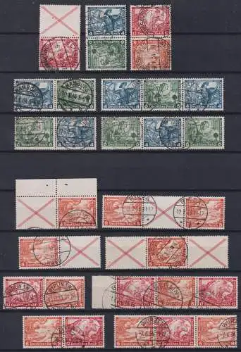 Deutsches Reich S 114, SK 19-SK 20, W 47-W58 gestempelt alle Zd Wagner #OO008