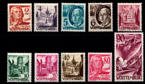 Fr. Zone Württemberg 28-37 postfrisch #HK942