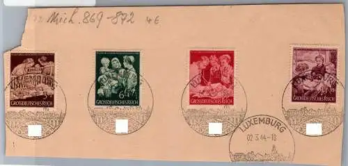 Dt. Besetzung Luxemburg 869-872 Briefstück Sonderstempel #OI133