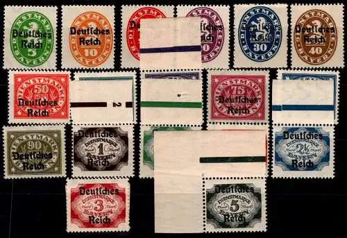 Deutsches Reich Dienst 34-51 postfrisch teilweise SR, UR #NX977
