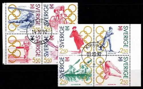 Schweden 1674-77 und 1721-24 im 4r Block gestempelt #Oi759