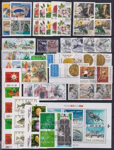 Schweden Jahrgang 2001 mit 2209-2265 gestempelt #OI937
